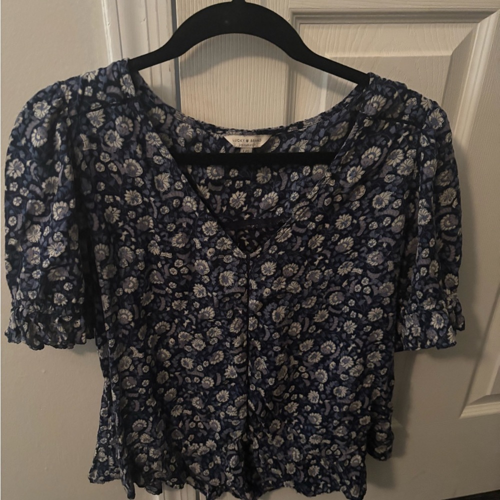 Lucky Brand Navy Floral Blouse